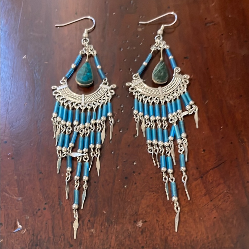 Elegant Blue Chandelier Earrings